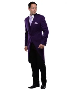 Mäns kostymer 3-stycken Tailcoat toppade Lapel Wedding Tuxedo Groomsmen Jacket Pant Vest Suit