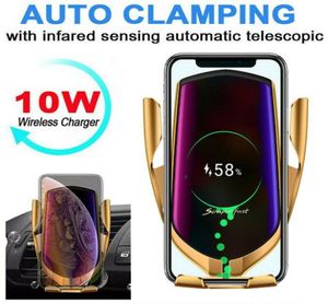 R1 Automatic Clamping 10W Wireless Charger Car Holder Smart Infrared Sensor Qi GPS Air Vent Mount Mobile Phone Bracket Stand2748203