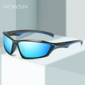 Occhiali da sole Wowsun uomini polarizzati per pescare occhiali sportivi all'aperto unisex che gestisce goggle maschili maschili di guida da trekking 142