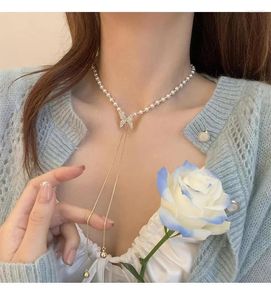ペンダントネックレス女の子のための蝶の真珠のネックレス2024調整可能なチェーンジュエリーギフト