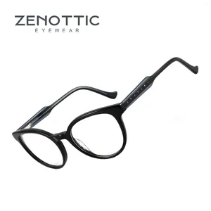 Solglasögonramar Zenottic 2024 Retro Women Glasses Oval Acetate Optical Frame Spring Leg Non-recept Fashion Round MG6565