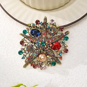 Brosches Donia Jewelry European och American Fashion Starfish Alloy Micro-inlyid Rhinestone Luxury Retro Pearl Pin.