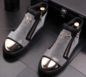 Designer Luxury Men Rhinestone Sequined Cowboy Boots Trendy rock punk Nightclubs top Martin boots Male Party Moccasins Sapato Social Masculino Shoes Fashion Boots