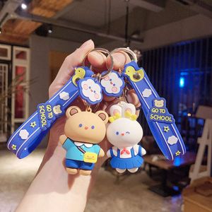 Little Bear Rabbit Cute Keychain Car Couple Creative Bag Key Pendant Cute Doll Pendant Keychain