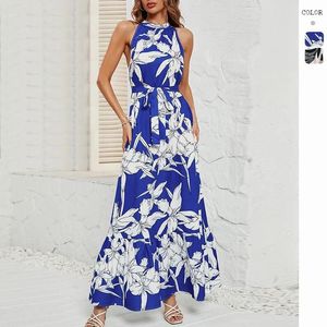 Повседневные платья Wepbel Y2K Lumm Long Dress Женщины без рукавов модные припечатки круглая шея сексуальное тонкое кружево