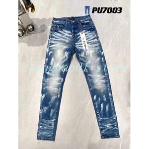 23SS homens Miri Designer Top Quality Man Long Pants Louppers Streetwear Lavado Old Purple Hole Long Denim regular 777