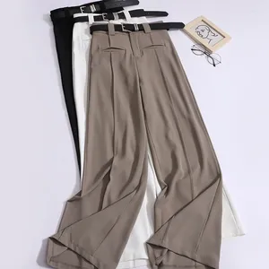 Women's Pants Simple Suit Trousers Wide Leg Spring Summer Vintage High-waisted Loose Chiffon