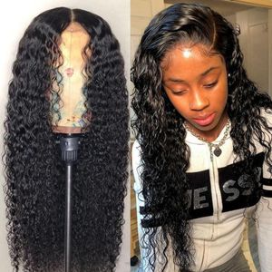 28inch Lace Closure Wigs Peruvian Water Wave 4x4 Lace Closure Long Human Hair Wigs for Black Women Water Wave 180 Density6536341