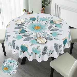 Table Cloth Bohemian Style Floral Botanical Print Home Kitchen Living Room Dustproof Round Tablecloth Indoor Holiday Party Decoration