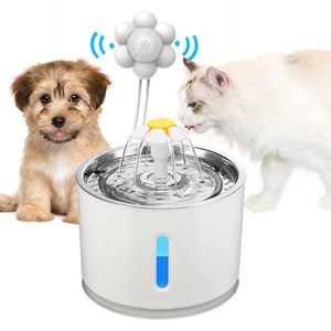 Automatisk kattvatten Fountain Pet Dog Drinking Bowl med infraröd rörelse Sensor Dispenser Feeder LED Lighting Power Adapter 240429