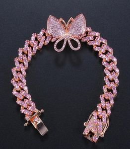 selling hip hop Mini zircon butterfly Cuban Bracelet hiphop European and American popular butterfly element hand jewelry250d4857657