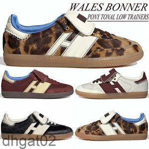 2024 Herrkvinnor Plattform Lågvaror Wales Bonner Leopard Dark Brown Fox Brown Pony Tonal Cream White Men Women Trainers Sneakers