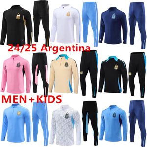 3-gwiazdkowa Argentyna Tracksuit piłka nożna 2024 2025 Home Away Jacket Football Shirts Messis di Maria Dybala de Paul Maradona Men Men Training Suit Kit TrackSuits