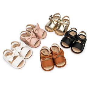Bebek bebek ayakkabıları kız yaz sandalet PU deri bowknot kauçuk taban antislip doğdu ilk walker crib 240423