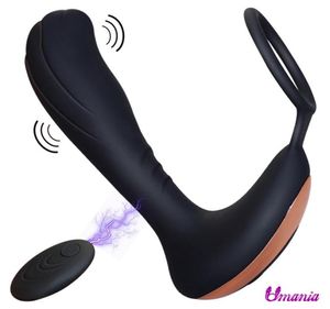 Neue Fernbedienungssteuerung Prostata Massagebaste USB -Ladung mit Hahnring Butt Plug Anal Vibrator Sex Toys für Männer Anal Prostata Y190524037556214