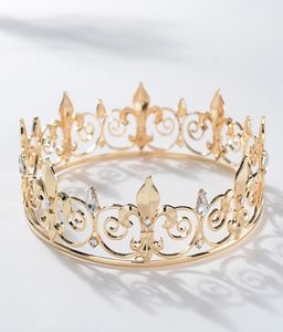 Corone e diademi metallici per uomini cappelli da ballo della corona di corona piena royal costume per costumi per capelli accessori per capelli oro barrettes9646966