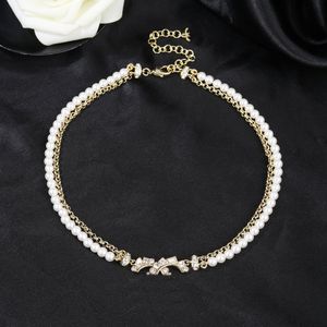 Luxury C Halsband Classic Pendant Designer Jewelry Letter C Pearl Gold Cclies Chokers Halsband Party Högkvalitativa tillbehör 68673