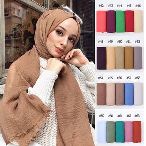 Crinkle Cotton Hijab وشاح النساء الأوشحة باندانا عمامة الحجاب المسلم شال