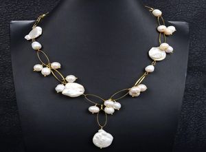 Guaiguai smycken naturlig vit keshi pärlhalsband hänge halsband för kvinnor riktiga ädelstenar sten dam mode juvelery5128011