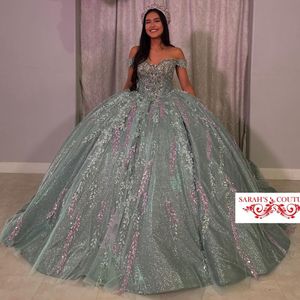 Abito da ballo messicano abiti Quinceanera abiti 3d Appliques dolce 16 vestito in rilievo una spalla Vestidos de 15 anos