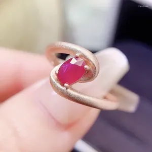 Кластерные кольца естественное настоящее красное рубиновое кольцо простое овальное стиль 925 стерлинговое серебро 4 6 мм 0,6 -е драгоценный камень для женщин L243209