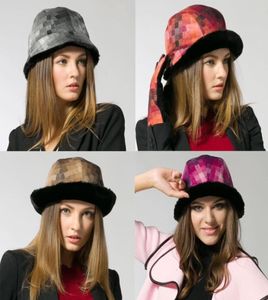 Stand Focus Women Mosaic Coche Cloche Cappello a campana Cappello da cappello da signore Fashion Tweed Fux Far Fall Winter Spesso Stylish6451524