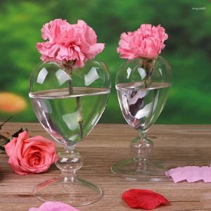 Vases Heart Glass Flower Pot Desktop Standing Vase Planter Container Home Decoration Wedding Party Decor