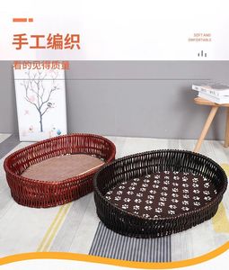 2024 hot sale new arrival Hand-woven natural Wicker dog nest dog house outdoor for pet nest all seasons