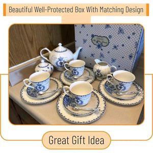 SET DI ATTUALI A TEFE SETTORE CREMINERE A TEAFEWARE CREMINERE E SUGGERIMENTO STRUMI DI TEA SET SET TEAPOT (48 once) TACO (8 once) Box regalo da sala da pranzo da pranzo da pranzo per la casa