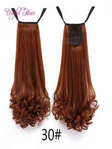 Whole ombre color ponytail hair extensions curly Synthetic Hair Pony tail Long ponytails for curly hair ponytails for black wo4614732