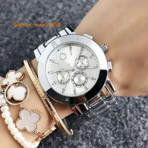 Brand Watch Women Lady Girls Crystal Steel Steel Metal Band Quartz Wrist Watches P58