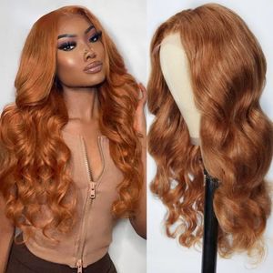 36 Inch light brown wig Gradient Pink Body Wave Wig Human Hair Pre-Pulled 13X4 Synthetic Lace Front Wig Black Women High Temperature Silk Wig Wholesale Human Hair