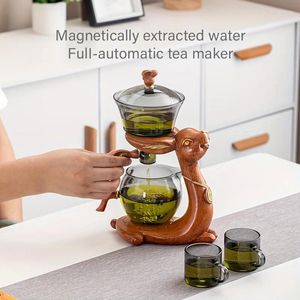 Teaware Sets 1 Set Lazy Tea Automatic Water Pouring Glass Teapot Magnetic Switch Glassware Drinkware