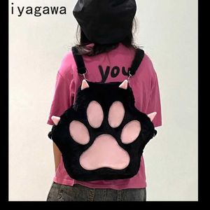 Plecaki Miyagawa Fashion Dog Claw Oryginalny pluszowy plecak subkultura Y2K Cute Cat Claw Sweet Fajny japoński plecakl2405