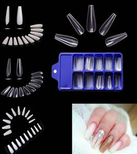 100st False Nail Art Tips för Woman Girls Whiteclearnatural Coffin Acrylic Manicure Tools for Extension Acrylic Nail Supplies3789239