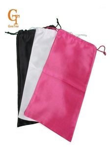 Blank Black White Pink Silk Satin Hair Extension Packaging Bags Human Women Virgin Bundles Packing Bagsgift Bag1 Gift Wrap9631164