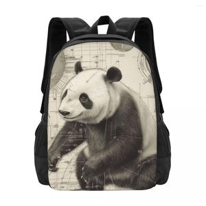 Backpack Panda High Detail Pencil Drawing Trekking Backpacks Female Casual School Bags Design Print Rucksack