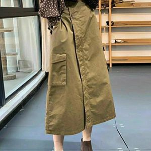 Skirts Large Size Women's Early Spring Patchwork Half Skirt Design With Diagonal Buckle Over Knee For Commuting