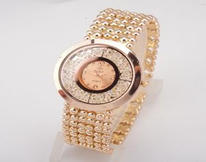 جديد العلامة التجارية الجديدة نساء Rhinestone Full Steel Gold Bracelet Quartz Watch Women Diamond Watch Watch Wishwatches3537197