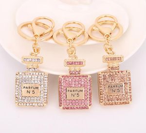 Crystal Parfym Bottle Keychain Bag Car Purse Key Chain Ring Pendant Jewelry Keyring Gift Souvenir Whole8339469