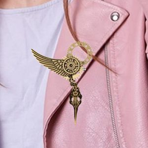 Brooches Steampunk Brooch Lapel Pin Gothic Costume Fashion Unisex Gear Skull Angel Wing For Dress Tuxedo Clothing Scarf Tie