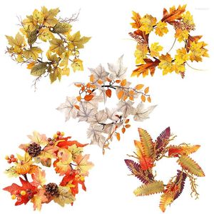 Decorative Flowers 1PC Wreath Fall Artificial Door Decoration Garden Pendant Home Halloween Thanksgiving Pumpkin