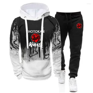 Erkekler Suits SOKAN KARATE 2024 Moda Baskı Gradyan Renk Hoodies Sıradan Ceket Spor Hip Hop Katlar Pantolon 2 Parça