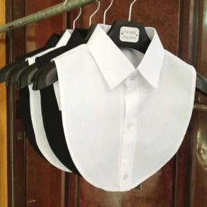 Polos femininos 1 cor sólida camisa feminina colarinho de renda de algodão branco e preto camisa primavera/verão retro camisa destacável 2405