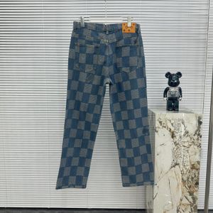 Projektanci Mężczyźni dżinsy marka High Street Flower Dżins Wrenik Niebieski Proste dżinsy luźne spodnie układane dżinsy dżinsowe moda w trudnej sytuacji