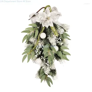 Декоративные цветы Рождественский венок белый цветочный фруктовый орнамент для рождественских деревьев домашний дом праздник дверной дверь декор окна