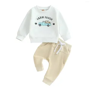 Kleidungsstücke Europäische und amerikanische Herbst Winter Kinderkürbiswagen gedruckt runde Hals Top Hosen Set Babygeschenk 6 Monate