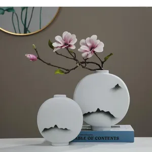 Vases Chinese Ceramic Vase Ornaments Flower Arrangement Hydroponics Accessories Mountain Pattern Retro Jar Home Decoration