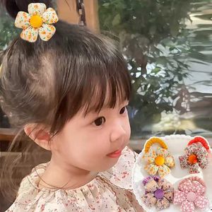 Acessórios para cabelo 2022 novas garotas fofas cores floral scrunchies elaborar bandas de borracha filhos adorável e elástico bandas de cabelo crianças acessórios de cabelo macio