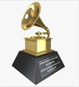 Factory Fornitura direttamente da 235 cm in metallo ad alto livello originale Grammy Trophy Awards Souvenir con Balck Legno Base7281120